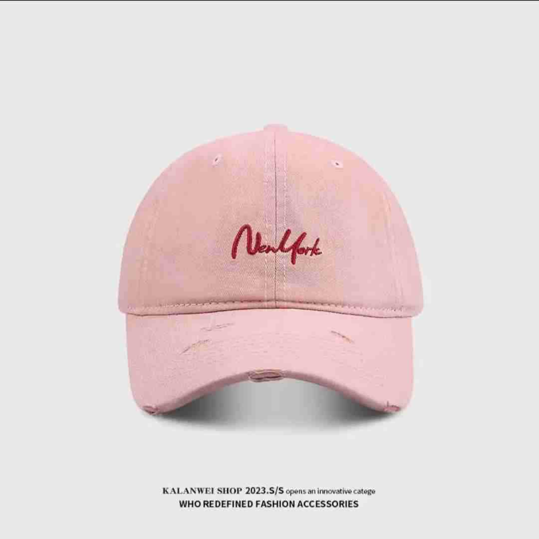 오블리크 스몰 NY 야구 모자 핑크