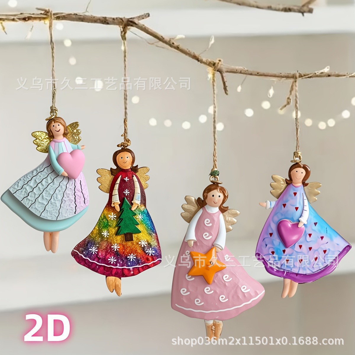 Colgante de madera transfronterizo Angel Girl para decoración de Navidad decoración interior y exterior colgante image 9