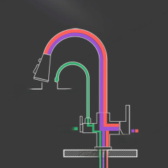 外貿跨境三合一龍頭黃銅自來水直飲雙用廚房水槽抽拉淨水器水龍頭