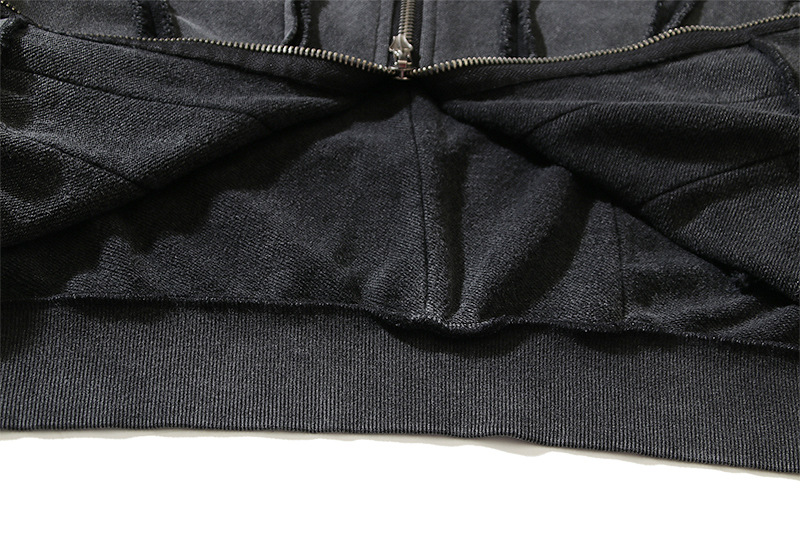 Herrenbekleidung, modischer, gewaschener Batik-Reißverschluss, Haifisch-Maske, Strickjacke mit Kapuze, lässige Großformatjacke_voghion.com