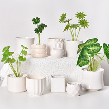 跨境奶油风INS陶瓷花盆白瓷创意简约室内绿植盆栽亚马逊家居装饰