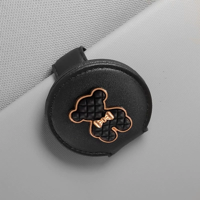 Car Glasses Clip/Bill Clip — complete car glasses clip - black-alloy-bear-black-leather-glasses-clip