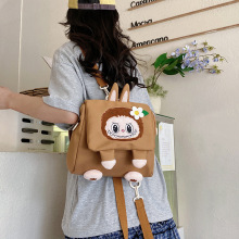 跨境拉布布双肩包labubu轻便百搭学生书包女大容量卡通单肩斜挎包