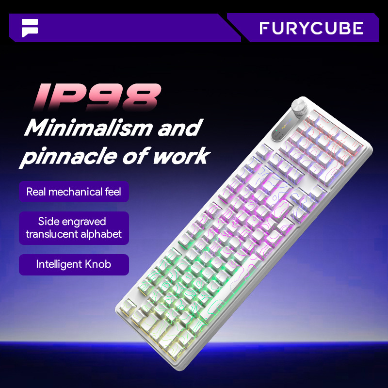FURYCUBE IP98 3 モードワイヤレスキーボード防水メカニカル感触ミュート女の子の見栄えの良い e スポーツキーボード|undefined