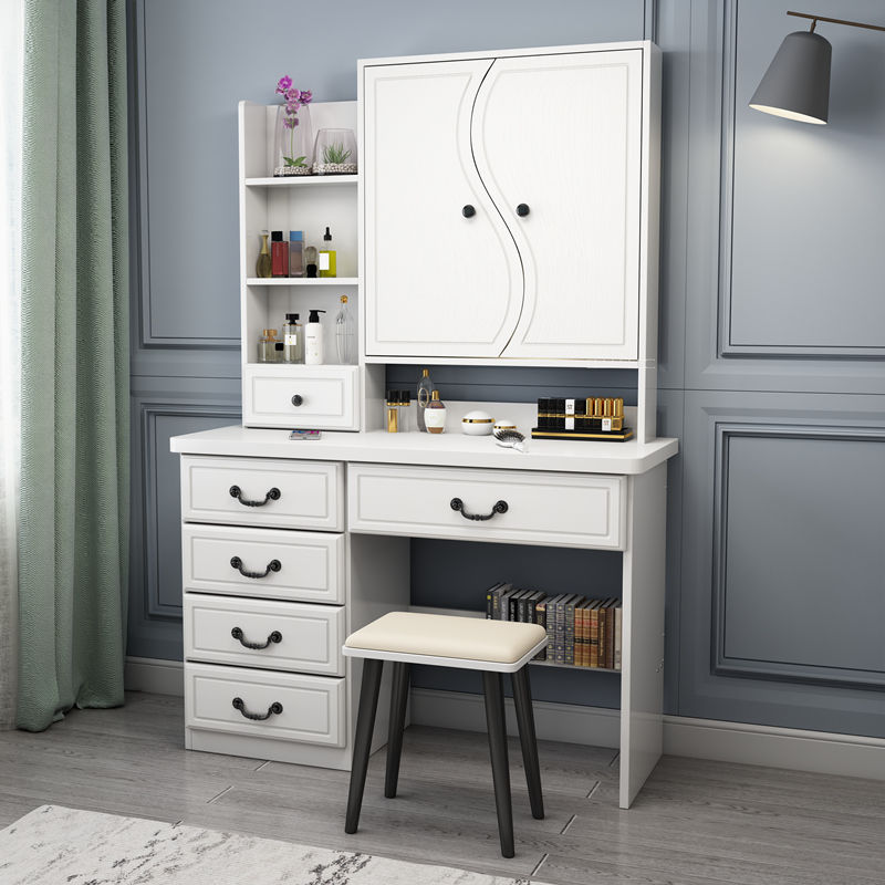 Nórdico blanco red red comedor dormitorio pequeño armario tabla plegable espejo escondido inteligente simple lámpara LED