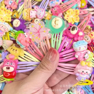 新款网红可爱成人儿童卡通发夹滴油碎发夹刘海发饰波浪形BB夹DIY