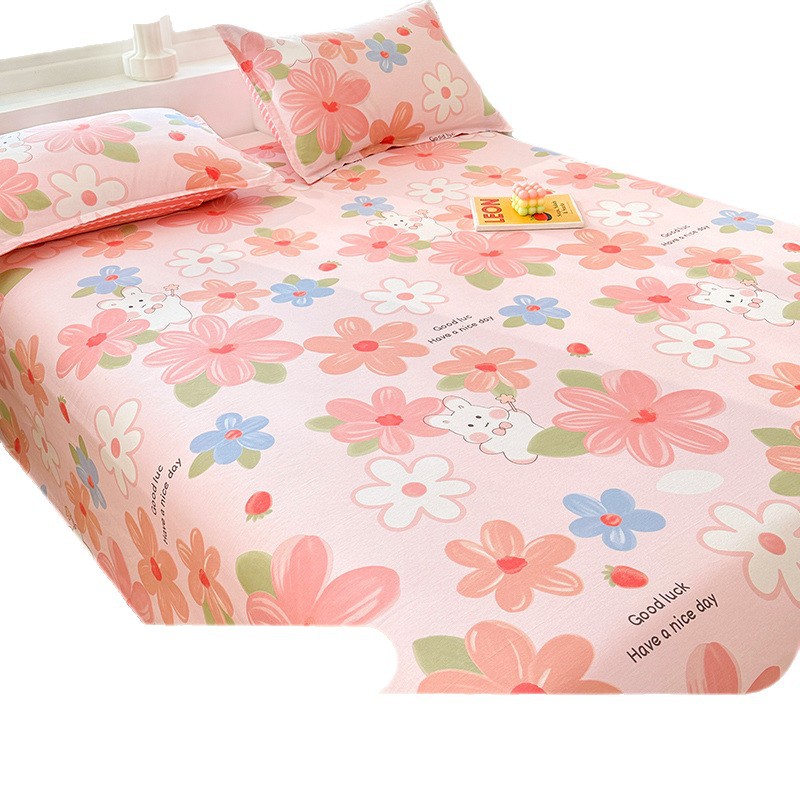 Sábana de algodón grueso de dibujos animados pieza individual 100 algodón dormitorio de estudiantes cama individual de verano pieza de tres piezas doble 1.5