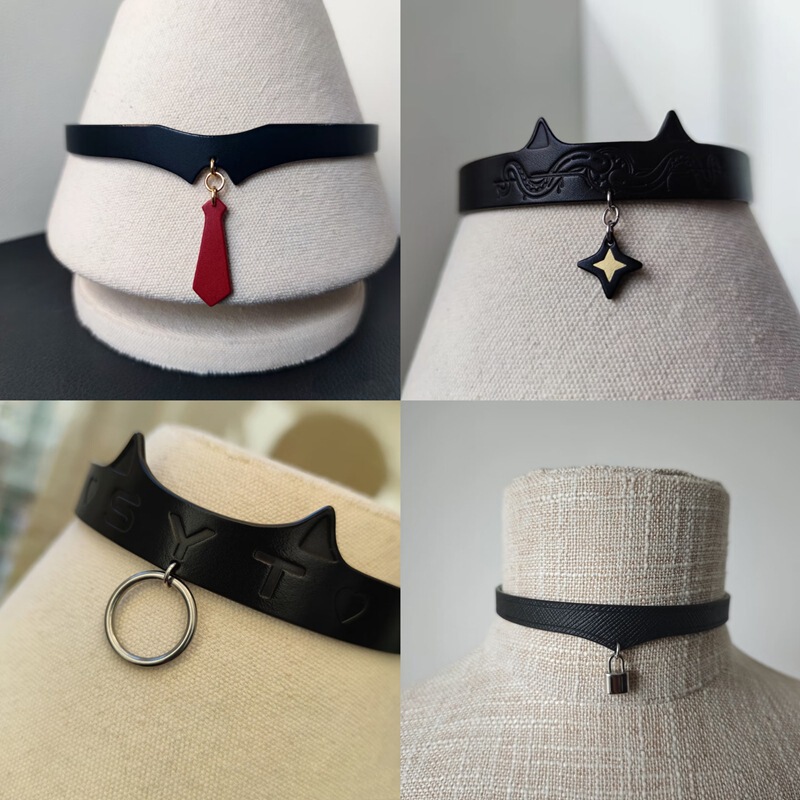 Hot Girl Sweet Cool Style Retro Leather Choker Cos Personalized Collar Leather Bracelet Short Simple Choker Neck Strap