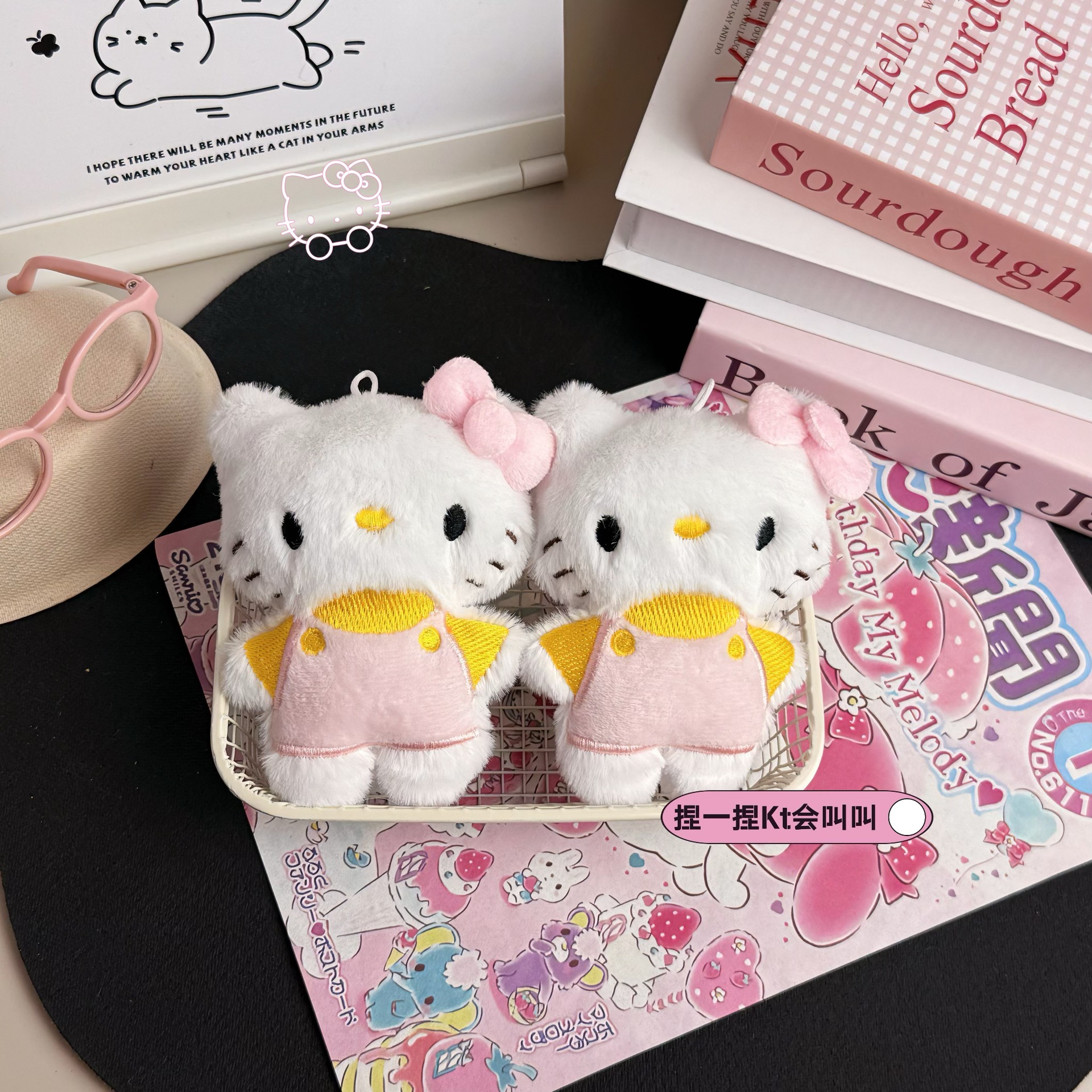 Squeaky Cute Cartoon Sanrio Full Body Kt Cat Stuffed Pendant Doll Cute Cat Doll Bag Pendant