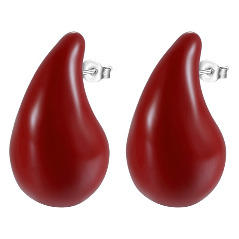 Transfronterizo dulce goteo de aceite colorido de acero inoxidable pendientes de goteo de agua para mujeres color caramelo amplio estilo pendientes al por mayor