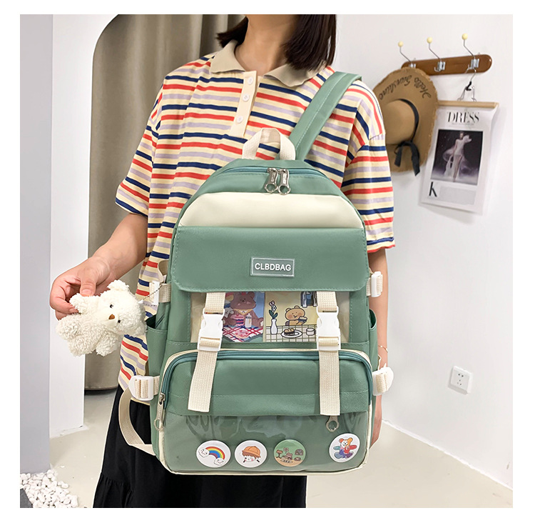 Wholesale Four-piece High Capacity Bear Doll Pendant Canvas Backpack Nihaojewelry display picture 17