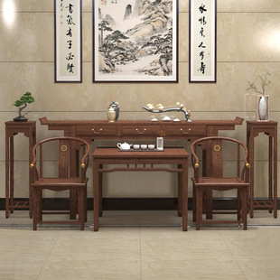 Ming-style nave six-piece set porch Shentai new Chinese-style nave six-piece set main room antique table hall table table