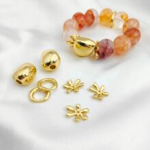 精工铜镀真金立体不规则大隔珠烟花隔片花托佛珠珠子水晶手链