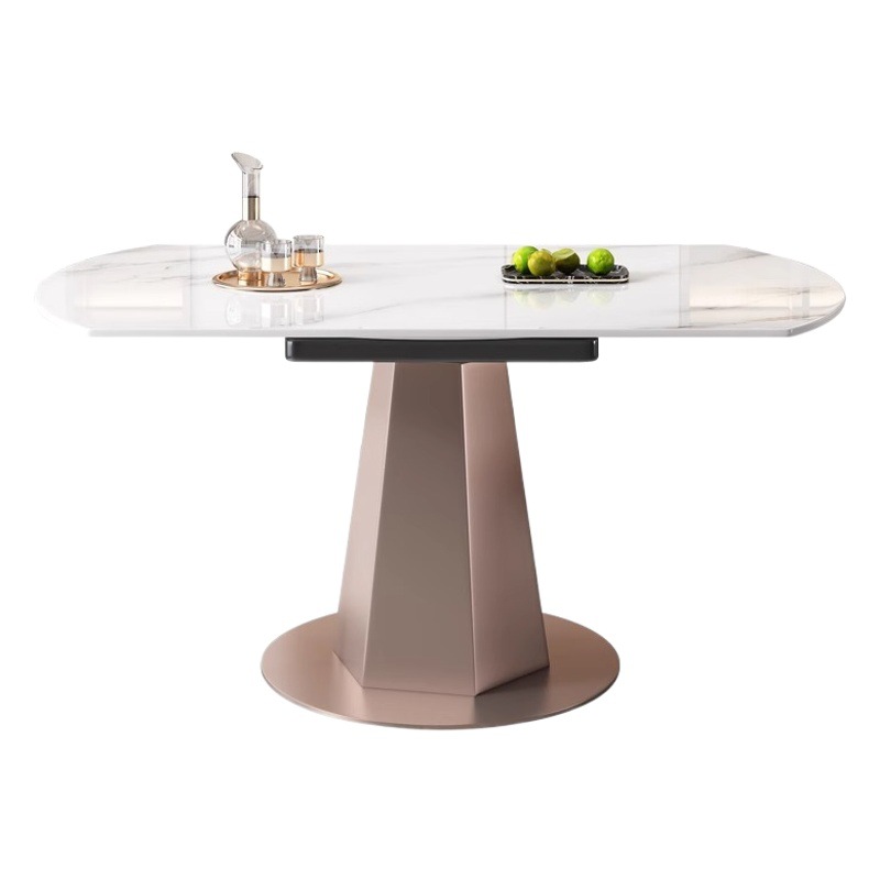 Mesa de comedor giratoria Placa de roca y silla moderna minimalista Luz de lujo moderno minimalista hogar retráctil plegable mesa de comedor redonda