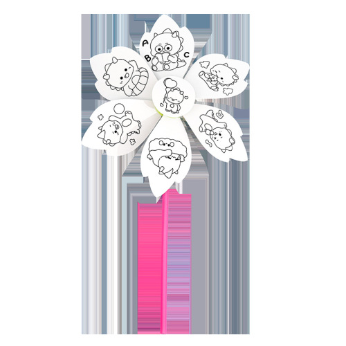 Primary school students cartoon blank painting windmill children's creative graffiti hand-painted small gift puzzle DIY paper windmill