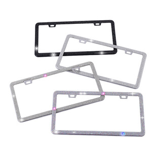 Cross-Border Supply of American License Plate Frame, Rhinestone License Plate Frame, Diamond-Encrusted Auto Accessories, Stainless Steel License Plate Frame Manufacturer Wholesale