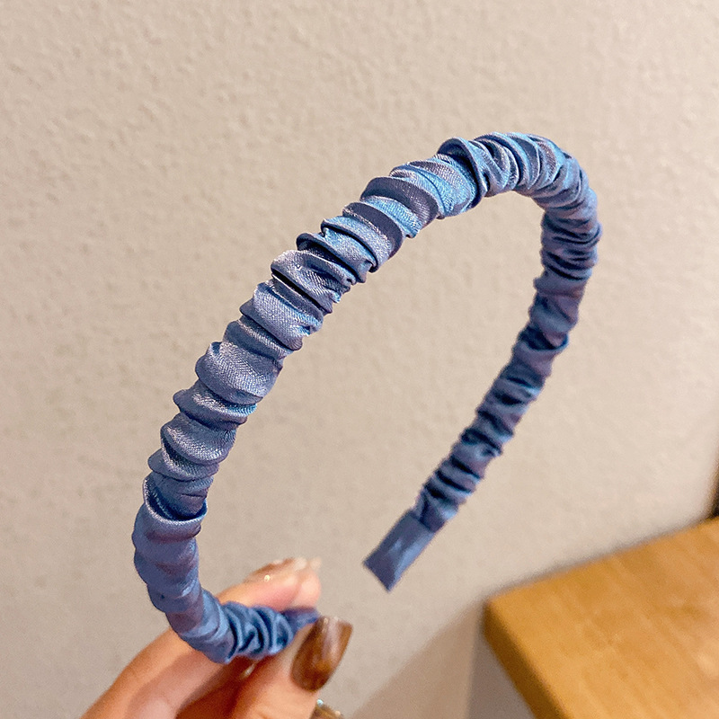 Diadema de satén de color sólido al por mayor diadema plisada Internet celebridad dulce temperamento diadema clip de pelo lavado de cara presión banda de pelo tocado femenino