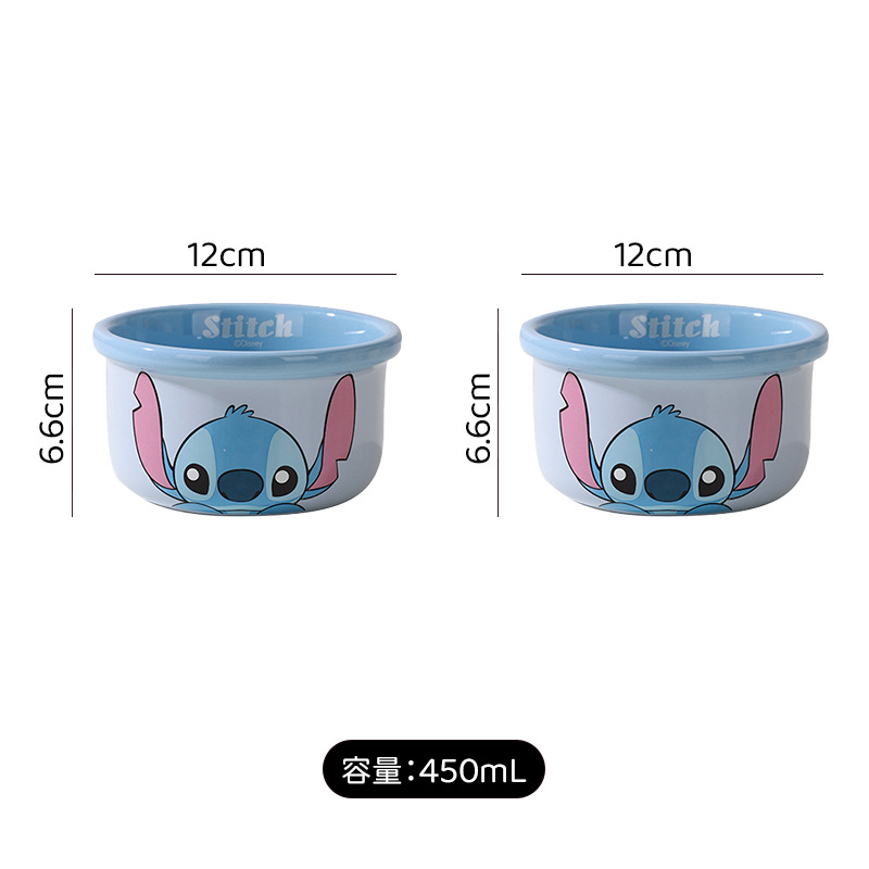 Disney Pooh Stitch Ceramic Baby Ensalada linda para niños Té de la tarde Disco reductor de grasa Disco de tres comparticiones