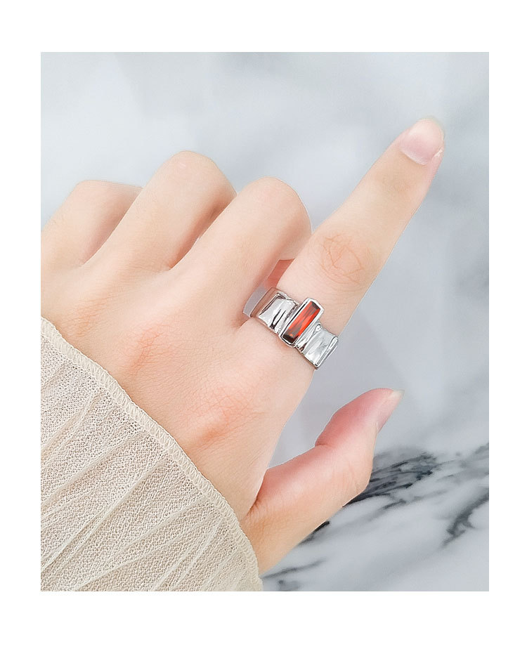 Simple Style Geometric Copper Inlaid Zircon Open Ring