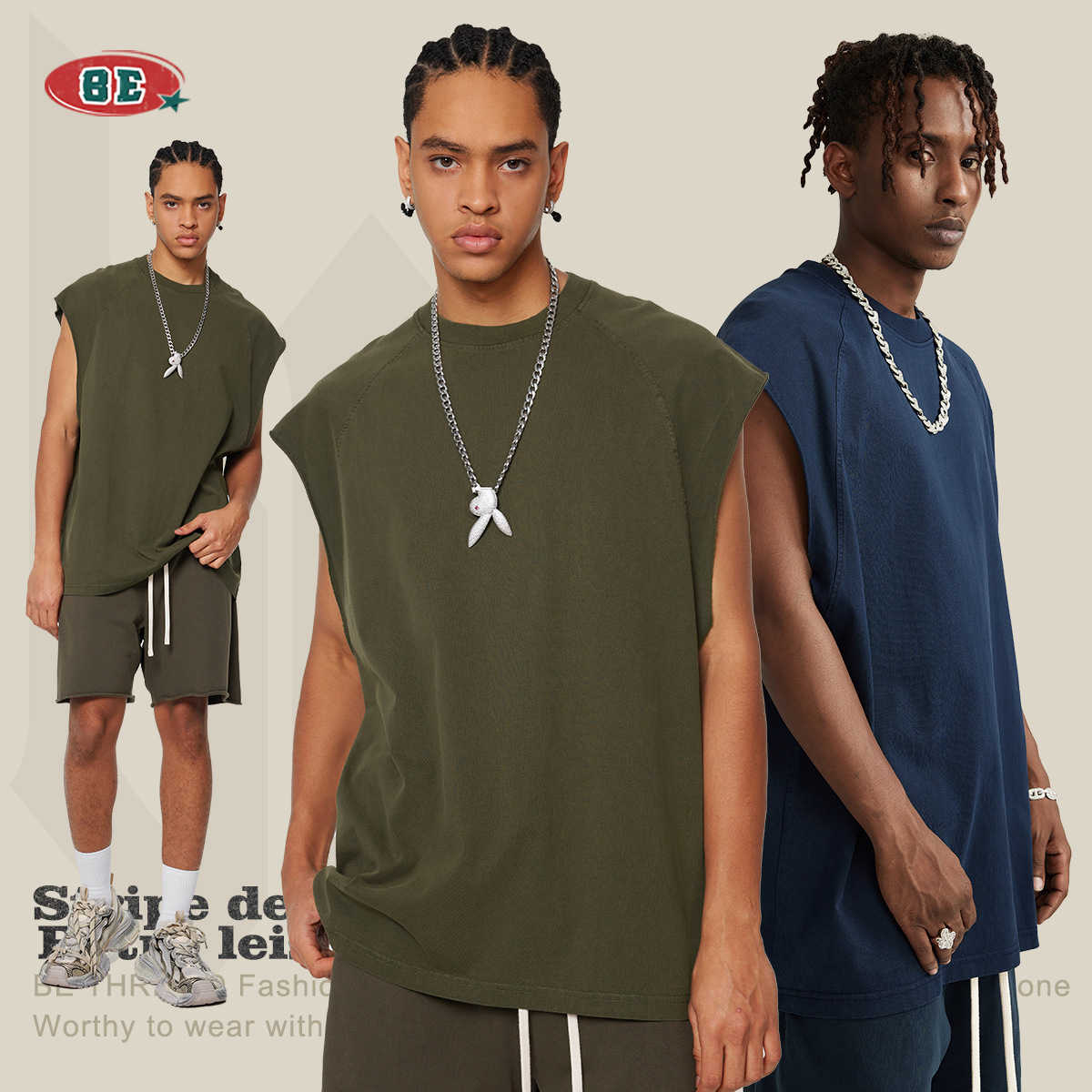 Chaleco Deportivo de Estilo Americano para Hombre, Primavera/Verano 2025, Chaleco sin Mangas con Diseño Desgastado y Estilo Urbano