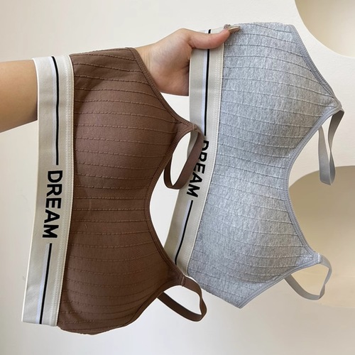 Dekansheng sports women's thin bra vest anti-exposure tube top girl bra Maillard American retro underwear