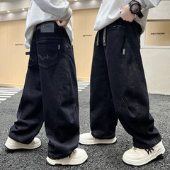 男童牛仔裤春秋款2025新款儿童休闲直筒长裤秋季阔腿裤子男孩秋装
