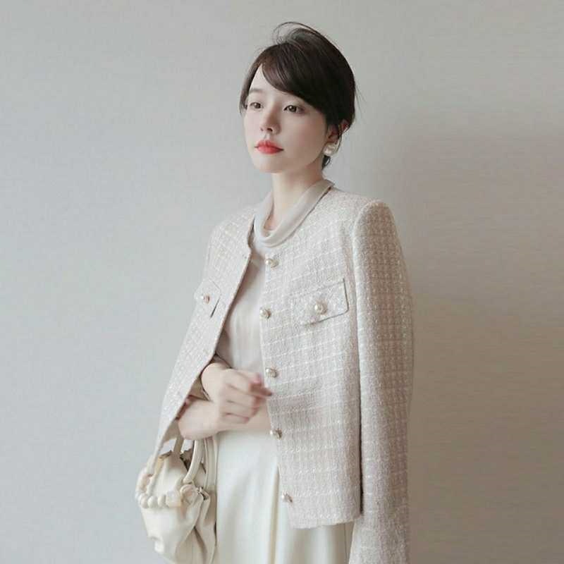 Tweed Style Tweed Jacket for Women in Spring & Fall, Niche Loose Casual Versatile Short Sweet and Chic Top