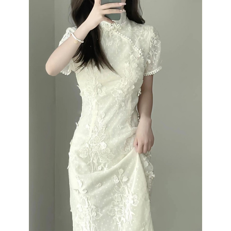 [36000 people's collection] new Chinese style improved national style cheongsam first love dress temperament waist French less