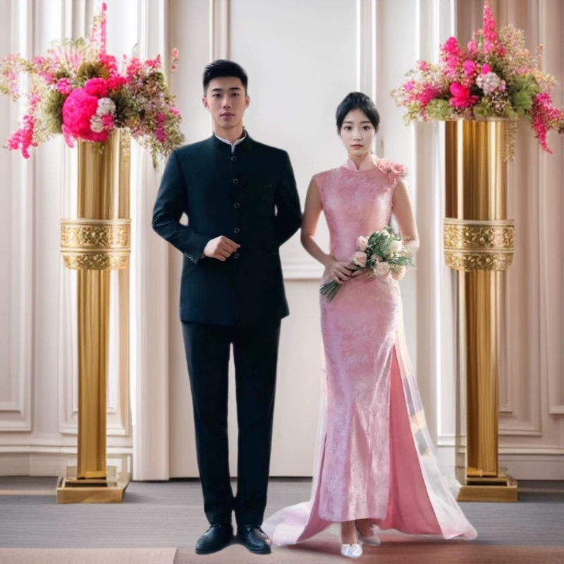 Мужской костюм в китайском стиле, костюм жениха, свадебный костюм с воротником-стойкой, костюм Чжуншань, для выступлений хора на экзаменах по искусству, новый костюм в китайском стиле