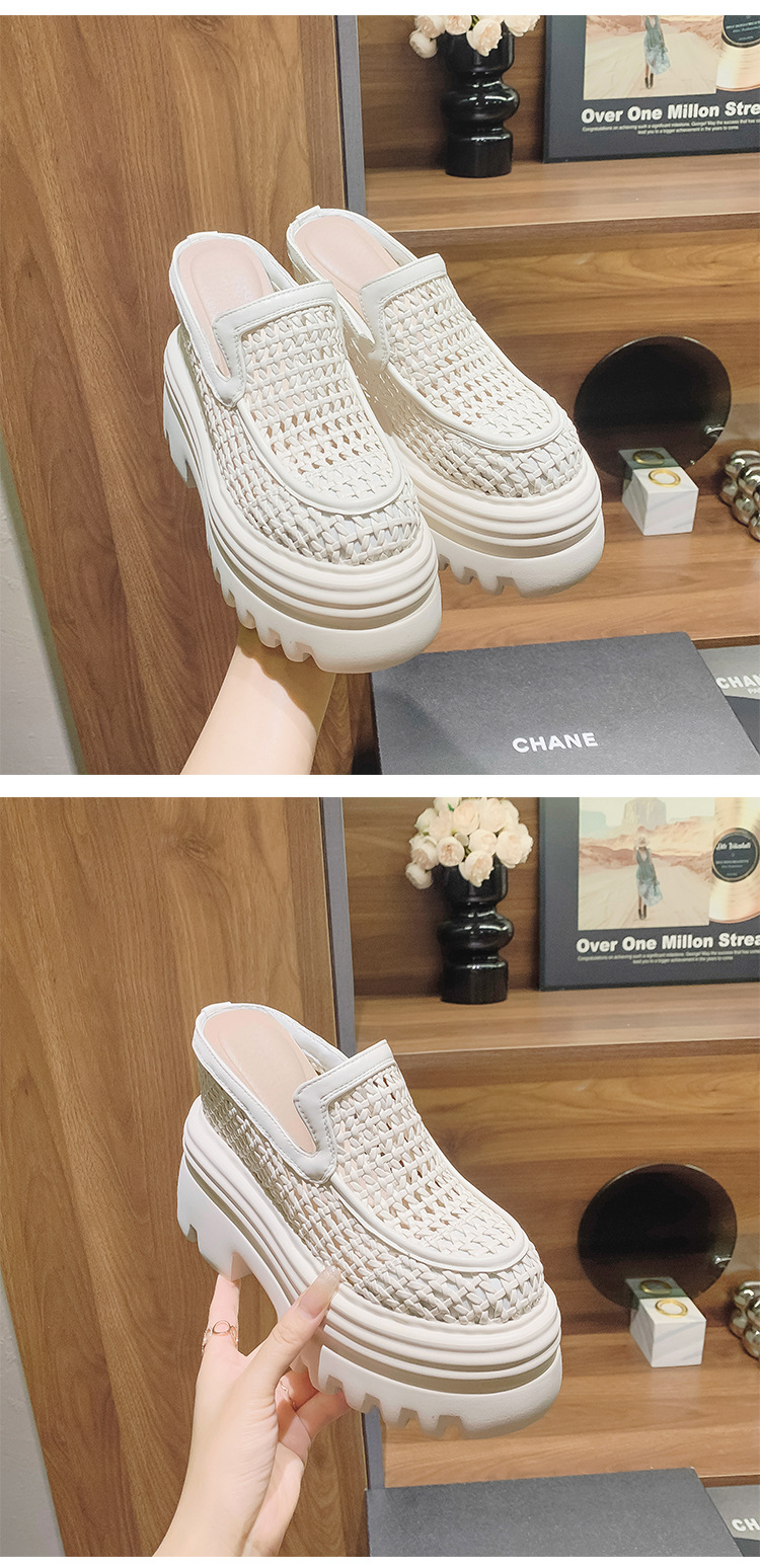 Dép lê bít mũi đế xuồng cao gót 12cm lưới thoáng khí — Màu trắng be 15cm, Màu bạc 10cm, Màu trắng be 10cm, Màu bạc 12cm chi tiết 8