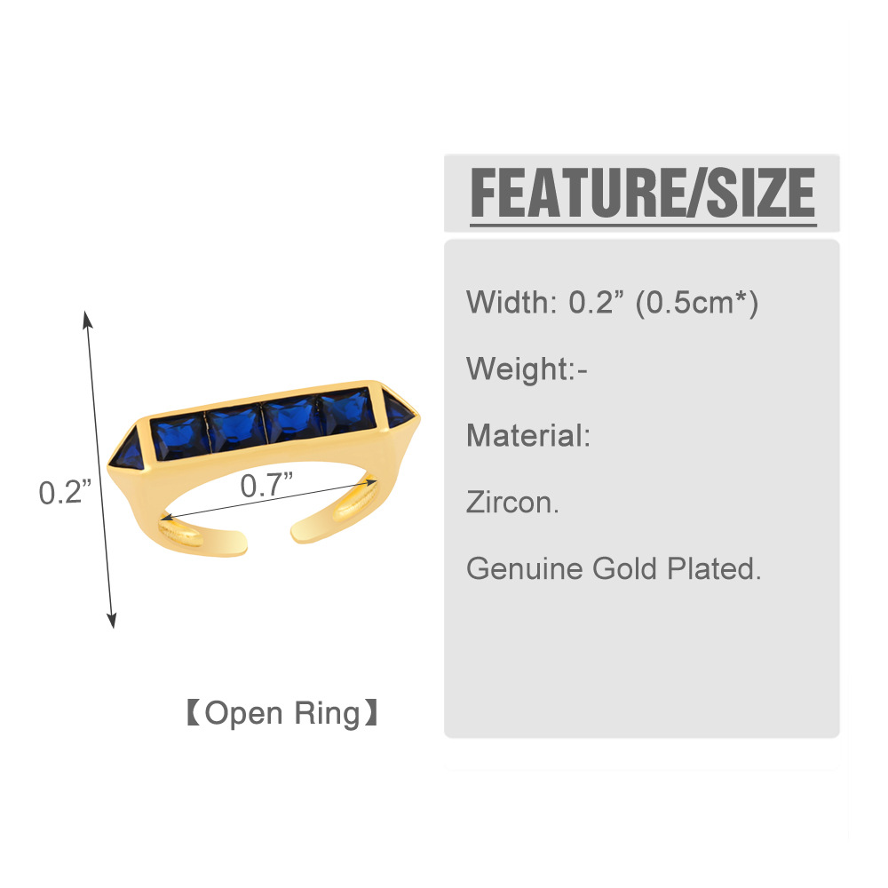 retro niche micro-inlaid zircon opening ring high sense geometric tail ring