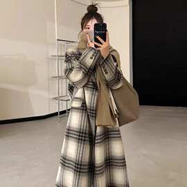 2023秋冬加棉加厚长款妮子大衣女过膝高级感小个子毛呢外套学院风