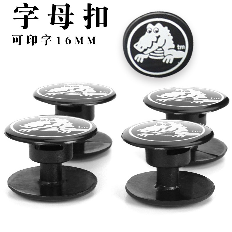 Cross-border foreign trade two-in-one fixed shoelace buckle hole shoes accessories black print pattern 16 crocodile logo