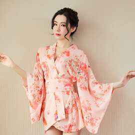 美诱佳情趣内衣低胸复古印花和服镂空衣袖性感束腰激情制服诱惑qq