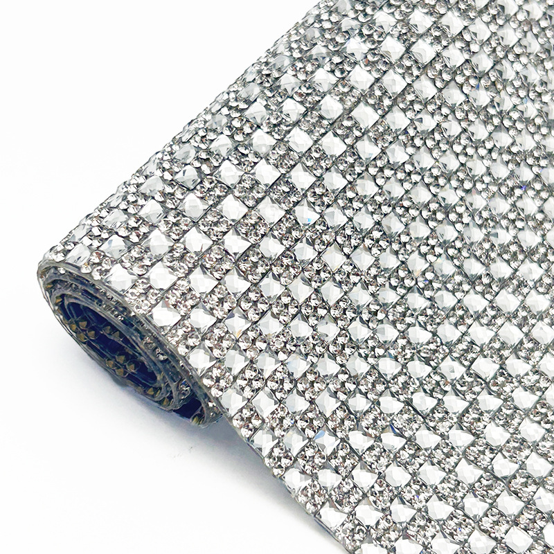 Parche de diamantes de imitación de vidrio de color brillante intermitente, adhesivo de malla de fondo, pegatina de diamantes en caliente, pegatina de diamantes decorativa de bricolaje, accesorios de ropa, pegatina de diamantes