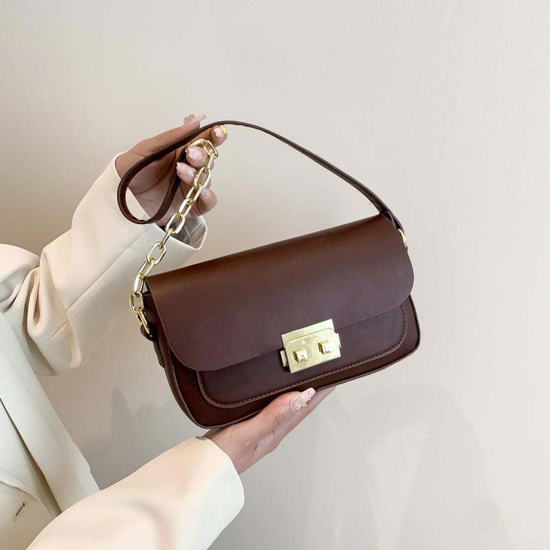 復古時尚簡約質感單肩包2024春季新款百搭ins腋下包氣質小方包潮