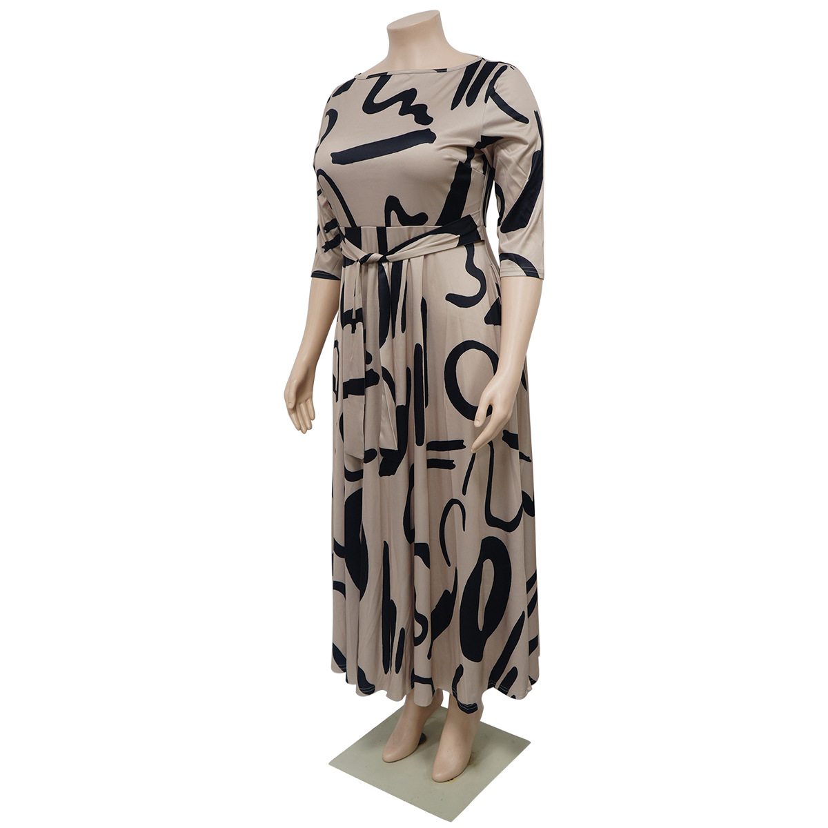 Regular Dress Retro Vacation Round Neck Printing Straps Nine Points Sleeve Printing Maxi Long Dress Daily Street display picture 4