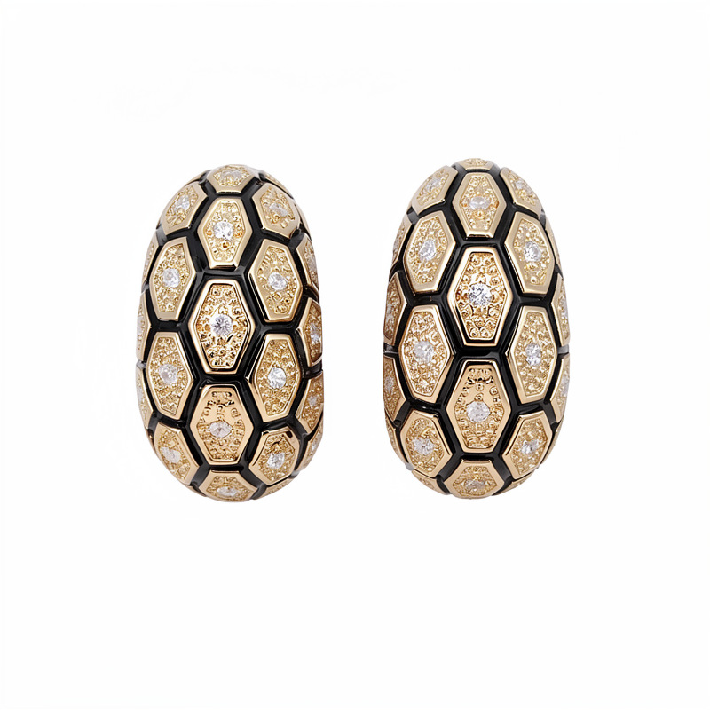 18k oro real chapado aguja de plata zircon en forma de C pendientes de diseño personalizado pendientes temperamento variado exquisitos pendientes de alta calidad