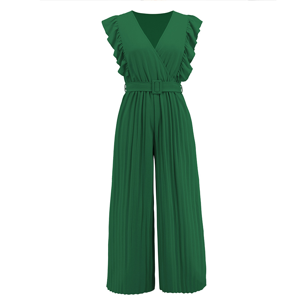 Fashion Solid Color Polyester Ankle-Length Patchwork Jumpsuits