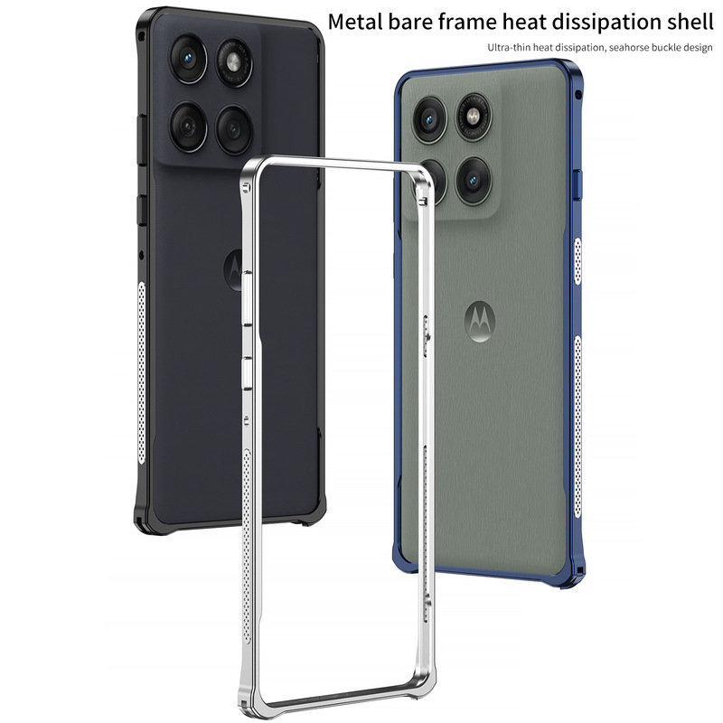 Cross-Border Applicable Motorola Edge70 Phone Case Moto60Fusion Metal Frame Seahorse Buckle Case