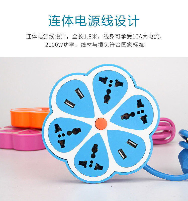 Multi-USB regalo poroso creativo ciruela en forma de tablero de enchufe de color para teléfono móvil fabricante de placa de enchufe de carga