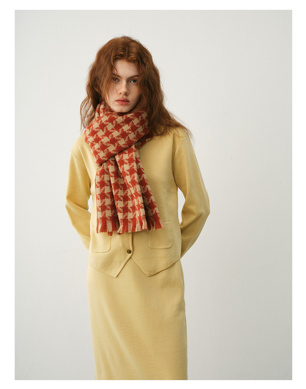 Design sense classic windmill thousand bird check imitation cashmere scarf women's winter warm atmosphere loose beard bib shawl_voghion.com