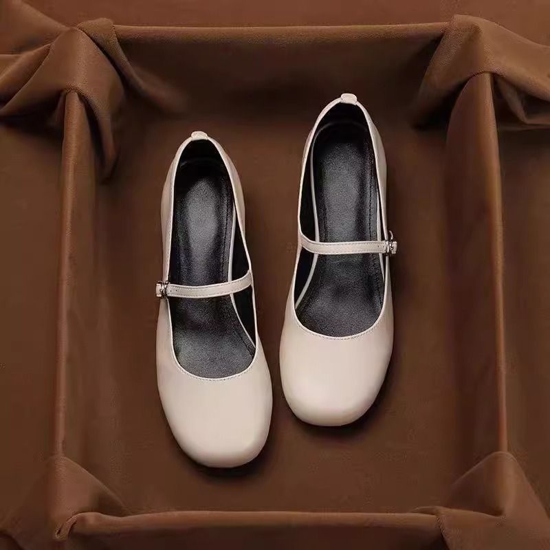 Zapatos de piel de oveja ultra suave Marie Zhen2025 primavera tacones bajos de forma especial tacones bajos dentro y fuera zapatos de cuero único tamaño de mujer