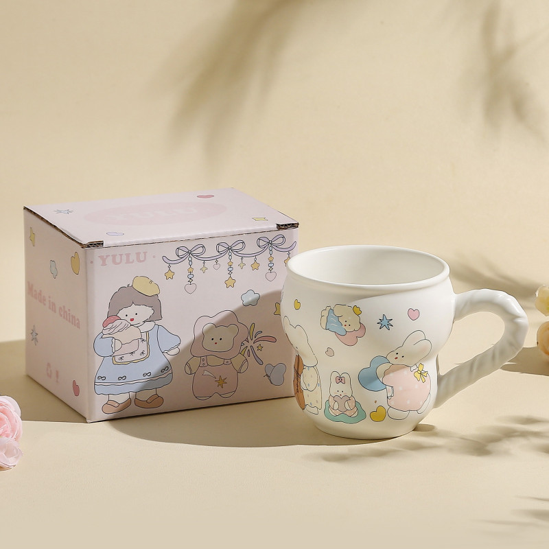 创意可爱单杯卡通兔子马克杯高颜值学生水杯陶瓷杯家用杯子|undefined