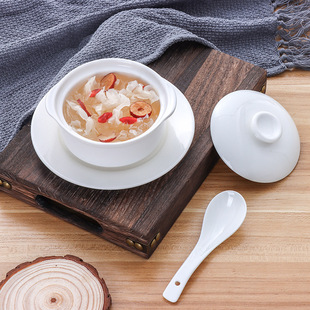 Soup Bowl, Ceramic Soup Cup, Stew Cup, Western Food Creative Double-Eared Soup Cup, Salad Bowl, Dessert Cup, Baking Bowl, Double-Eared Soup Cup with Lid