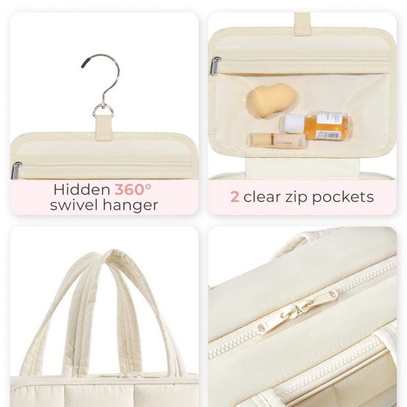 Bolsa de maquillaje multifuncional de gran capacidad de Amazon, bolsa de almacenamiento de viaje conveniente, bolsa de almacenamiento plegable de joyería