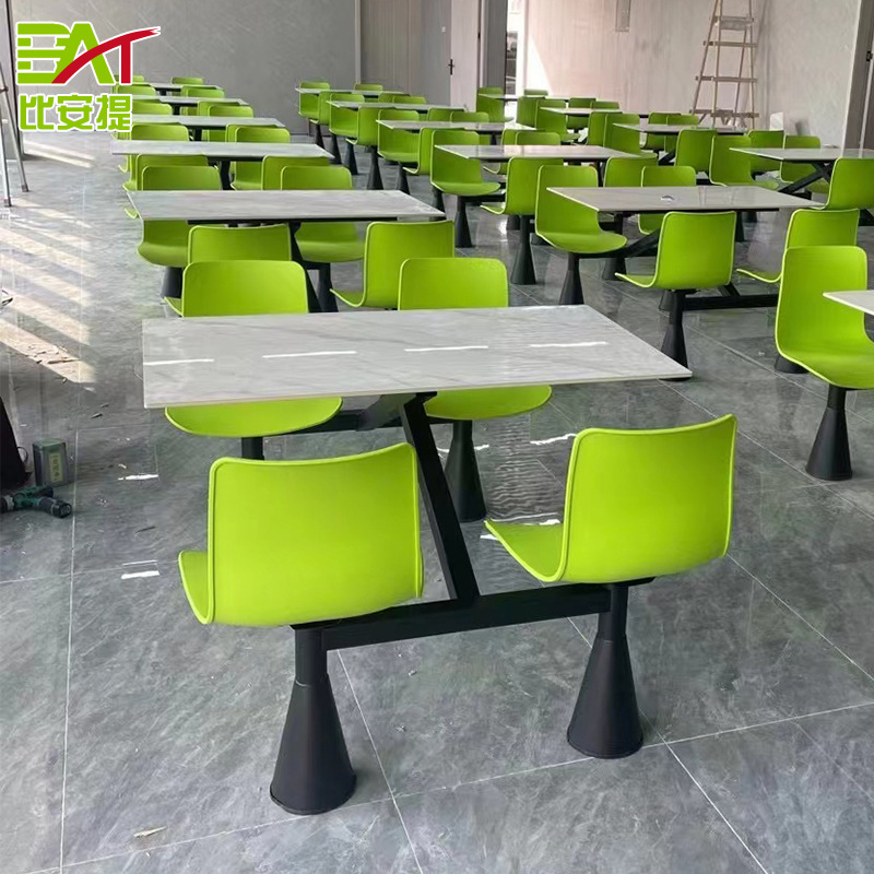Factory wholesale four-seat fast food tables and chairs factory staff school canteen snack bar conjoined fast food tables and chairs Factory wholesale four-seat fast food tables and chairs factory staff school canteen snack bar conjoined fast food tables and chairs