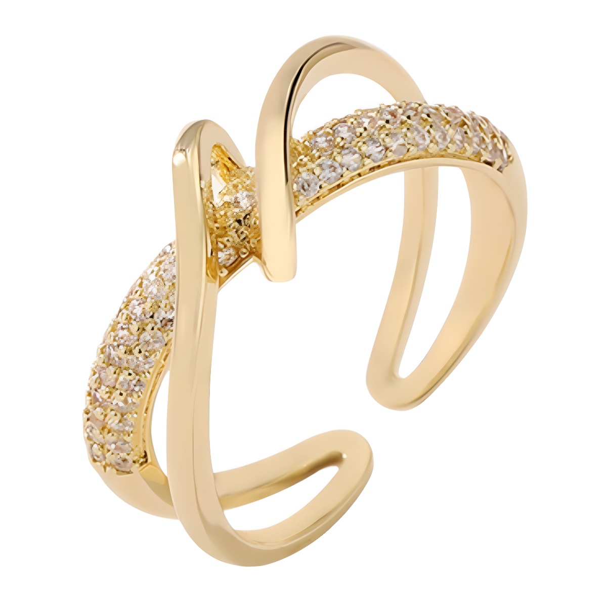 Anillo chapado en oro de 18 quilates, estilo minimalista de lujo ligero, diseño geométrico moderno, abierto, joyería de moda para el dedo índice para mujer.