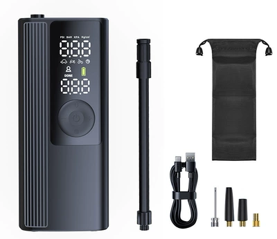 Cross-Border Inflators Car Air Pump Small Portable Lighting Mini Car Tire Bicycle Pump (Hava nasosu) - to1-c-black-english-version