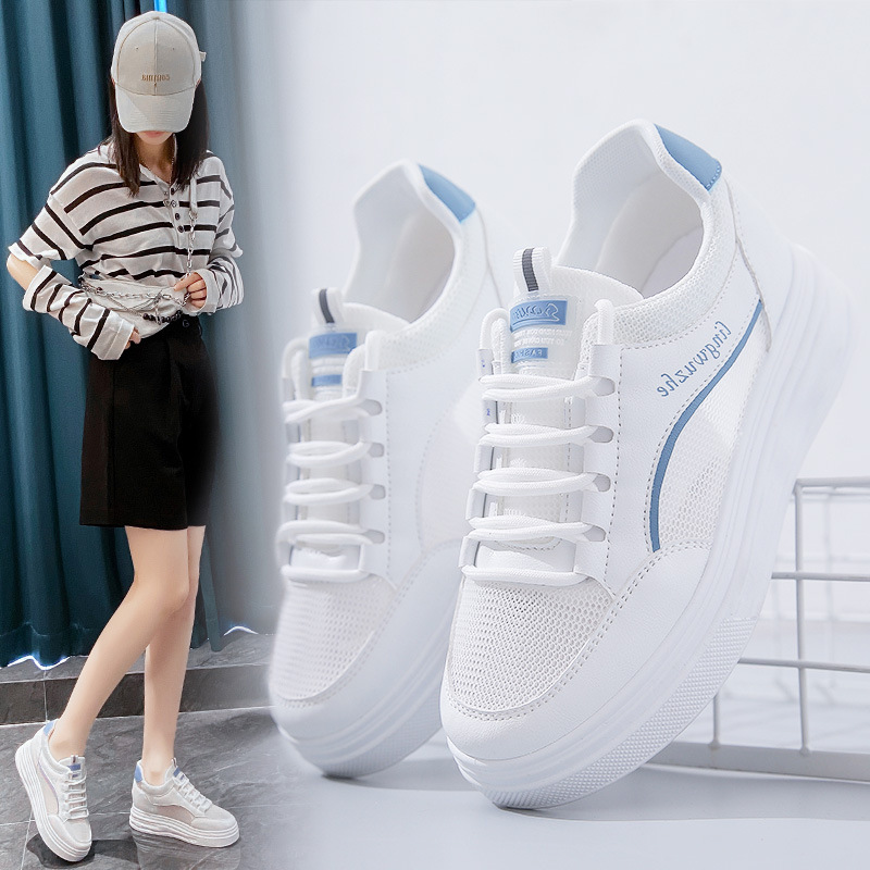 1752 Shoes Women's Sports White Shoes Women's Shoes Summer Thick Sole New Easiest for Match Hot Style 2022 Heightening Mesh Shoes